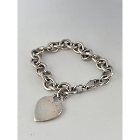 Tiffany & Co Blank Heart Tag Charm Bracelet in Sterling Silver 925 - Picture 1 of 10